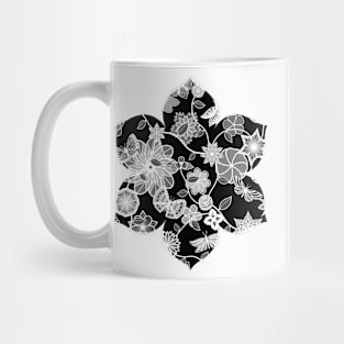 Butterfly Garden - White on Black Mug